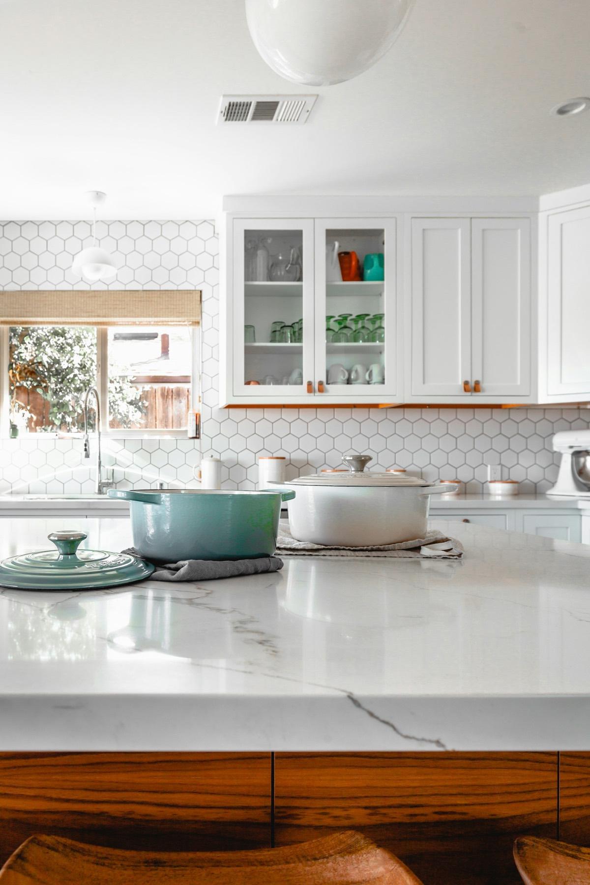 Kitchen with polished granite surfaces